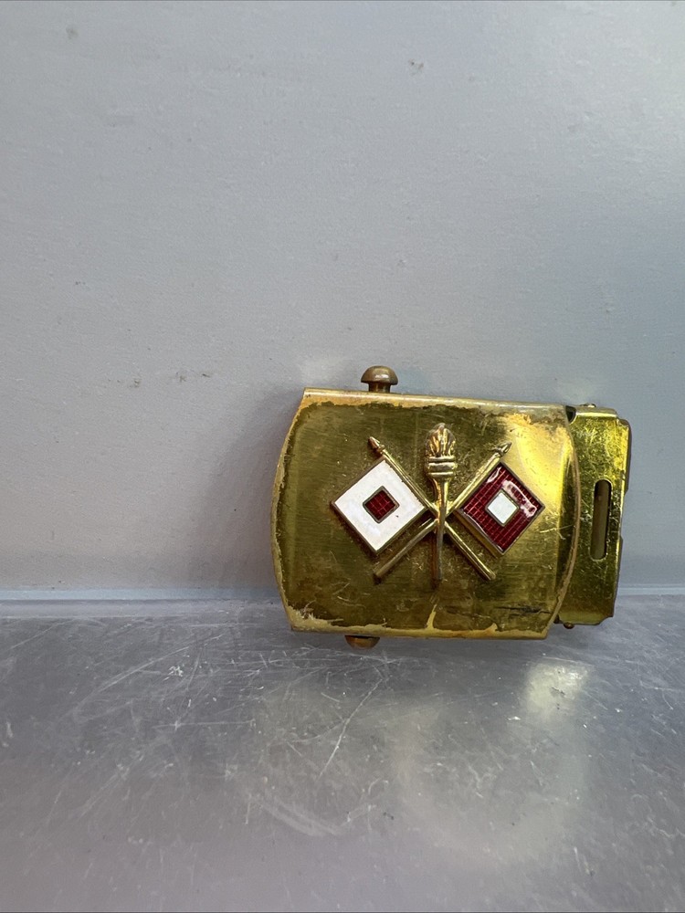WW2 US Army Signal Corps Brass Belt Buckle