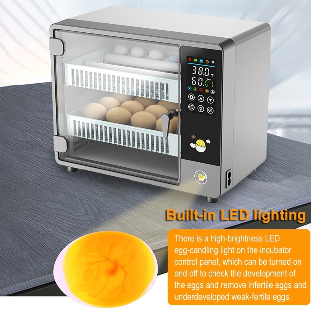 24 Eggs Incubator Fully Automatic Hydration Flipping Chicken Duck Poultry AUPLUG