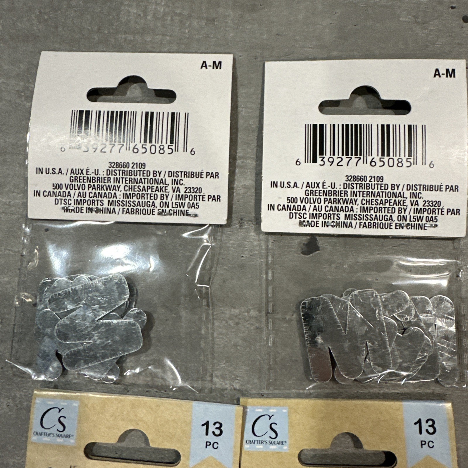 Crafter’s Square Galvanized Metal Letters 1" in Tall A-Z 6x Full Alphabet