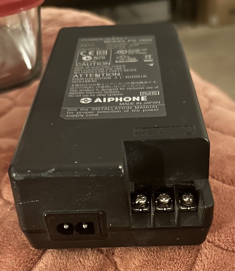 Aiphone Intercom PS-1820 18 Volt DC 2 Amp Power Adapter Supply