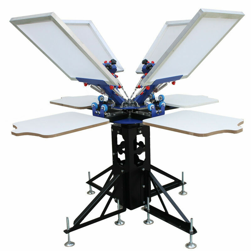 4 Color Screen Printing Kit Silk Press Printer Flash Dryer & Ink Screen Squeegee