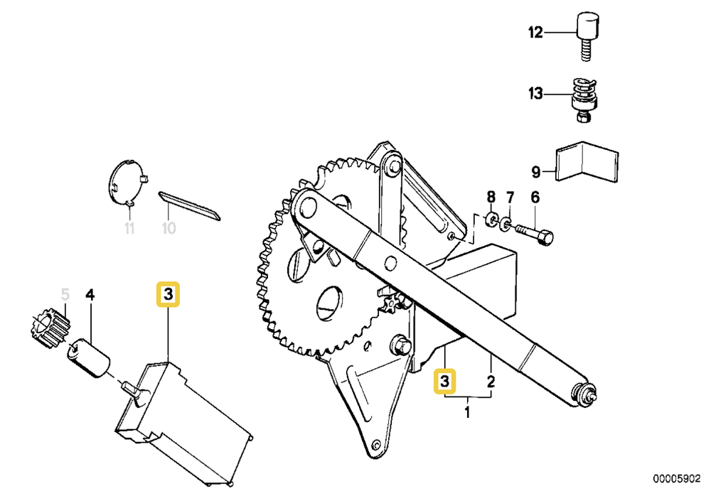 Window lift motor for BMW E-12 2500