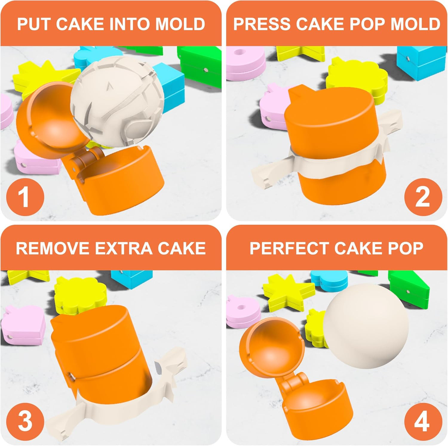 10-Piece Cake Pop Mold Set with Various Shapes for Baking and Celebrations