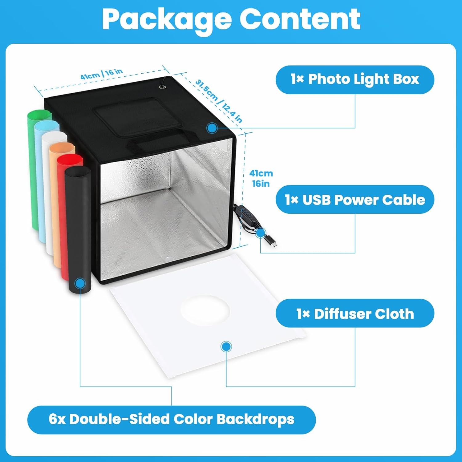 Light Box,Light Box Photography,16"x16"Photo Box,Photo Light Box 120 LEDs Lights
