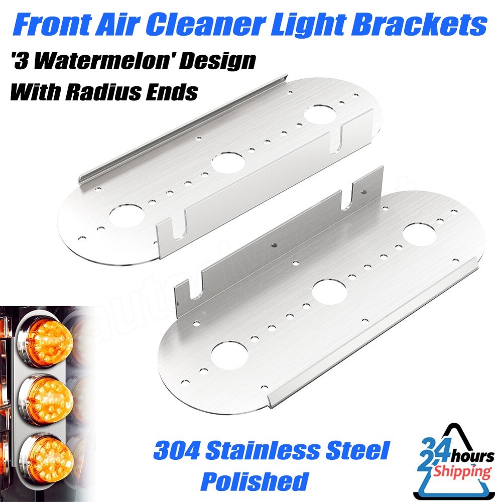 (PAIR) For Peterbilt -3 Radius Watermelon Air Cleaner Front Light Brackets ONLY
