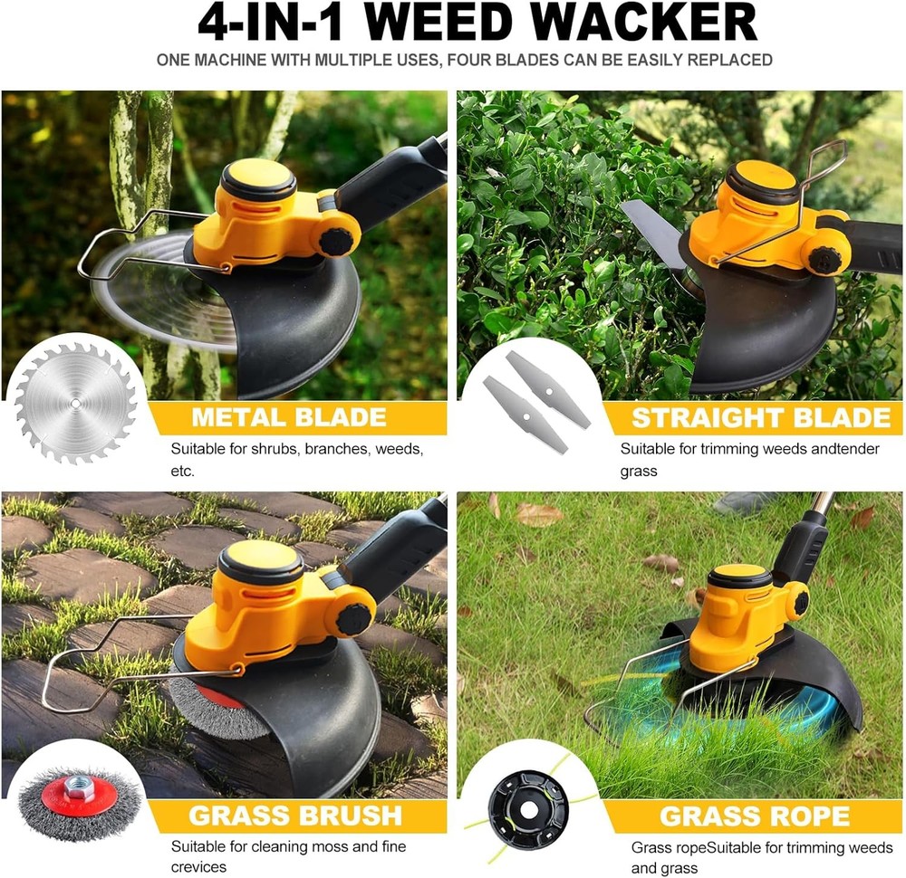 Cordless Weed Wacker for Dewalt 20V Battery, 4 in 1 Weed Eater Battery Powered,