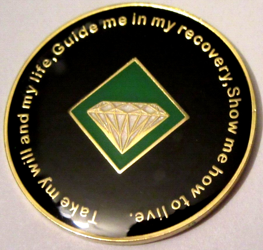 Narcotics Anonymous NA Tree Green 6 Year Medallion Gold