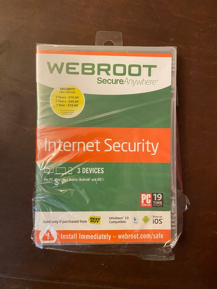 🐞 WEBROOT SecureAnywhere Internet Security PLUS - 3 Devices / 1 Year Subscr NEW