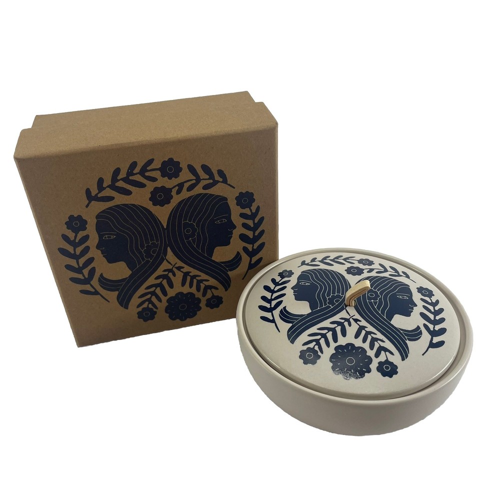 Fringe Gemini Ceramic Round Trinket Box