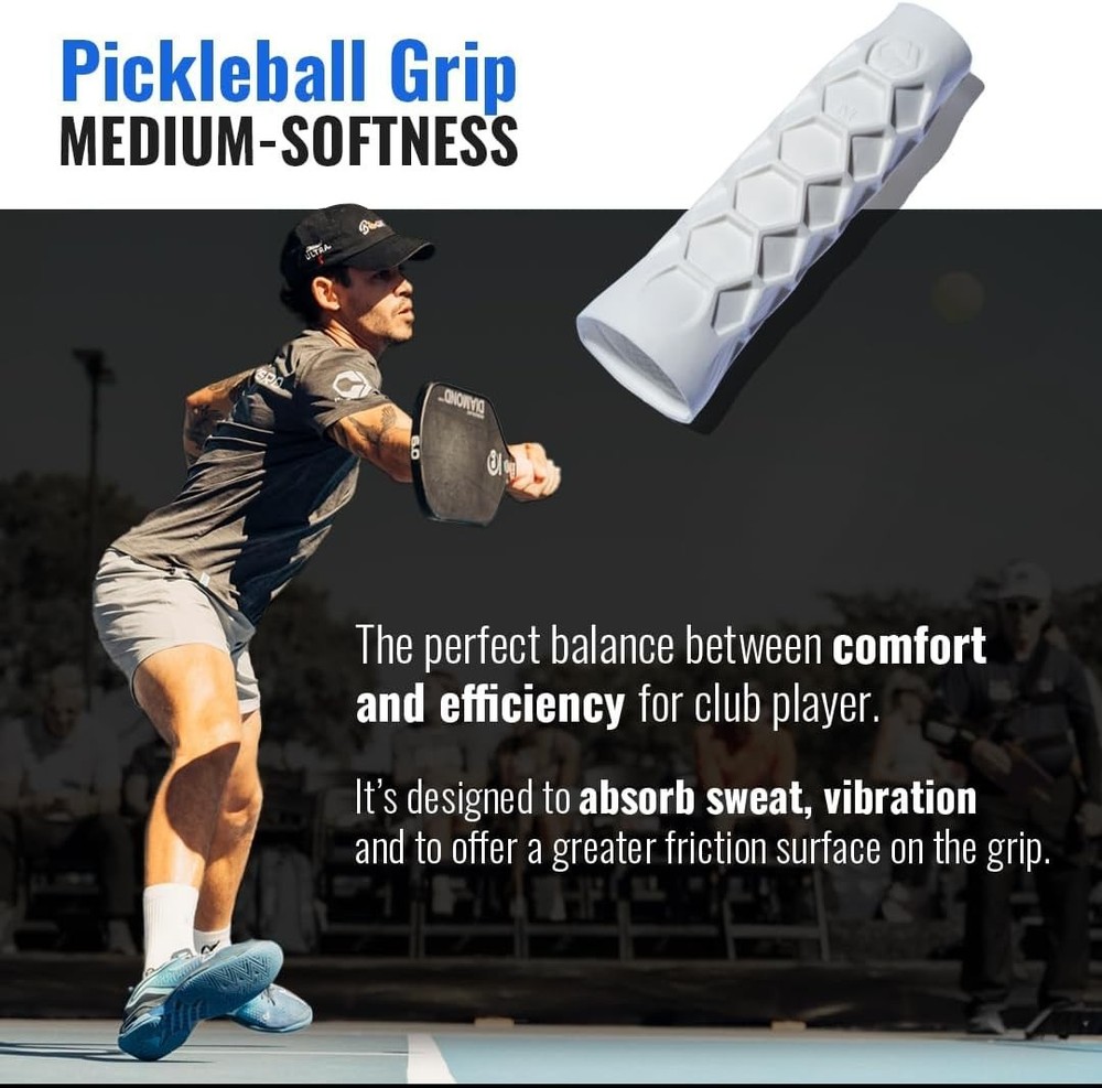 Hexagonal Pattern Pickleball Grip - Medium Softness