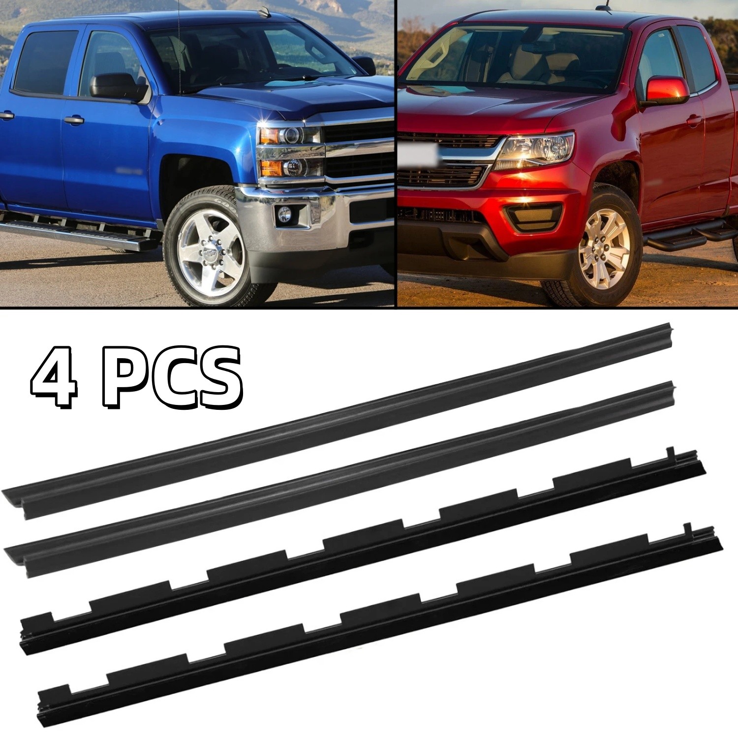 Fit For Chevy Truck Inner & Outer Window Sweep Felt Seal Weatherstrip Kit 4Pcs