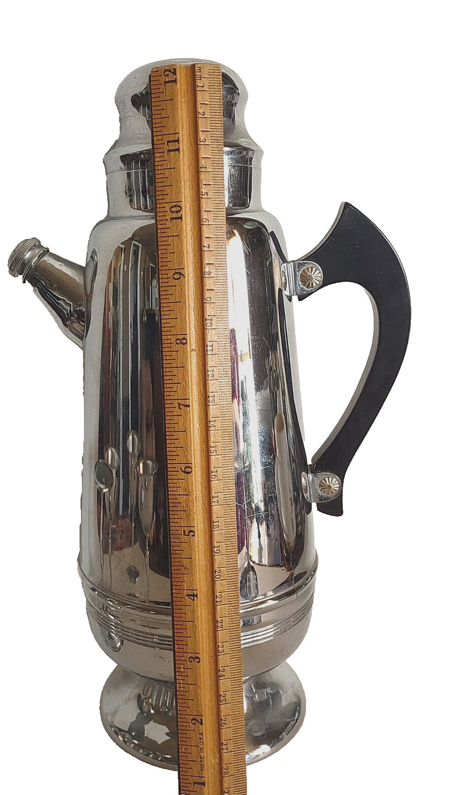 Vintage Chrome Art Deco Pitcher Style Cocktail Shaker With Bakelite? Handle