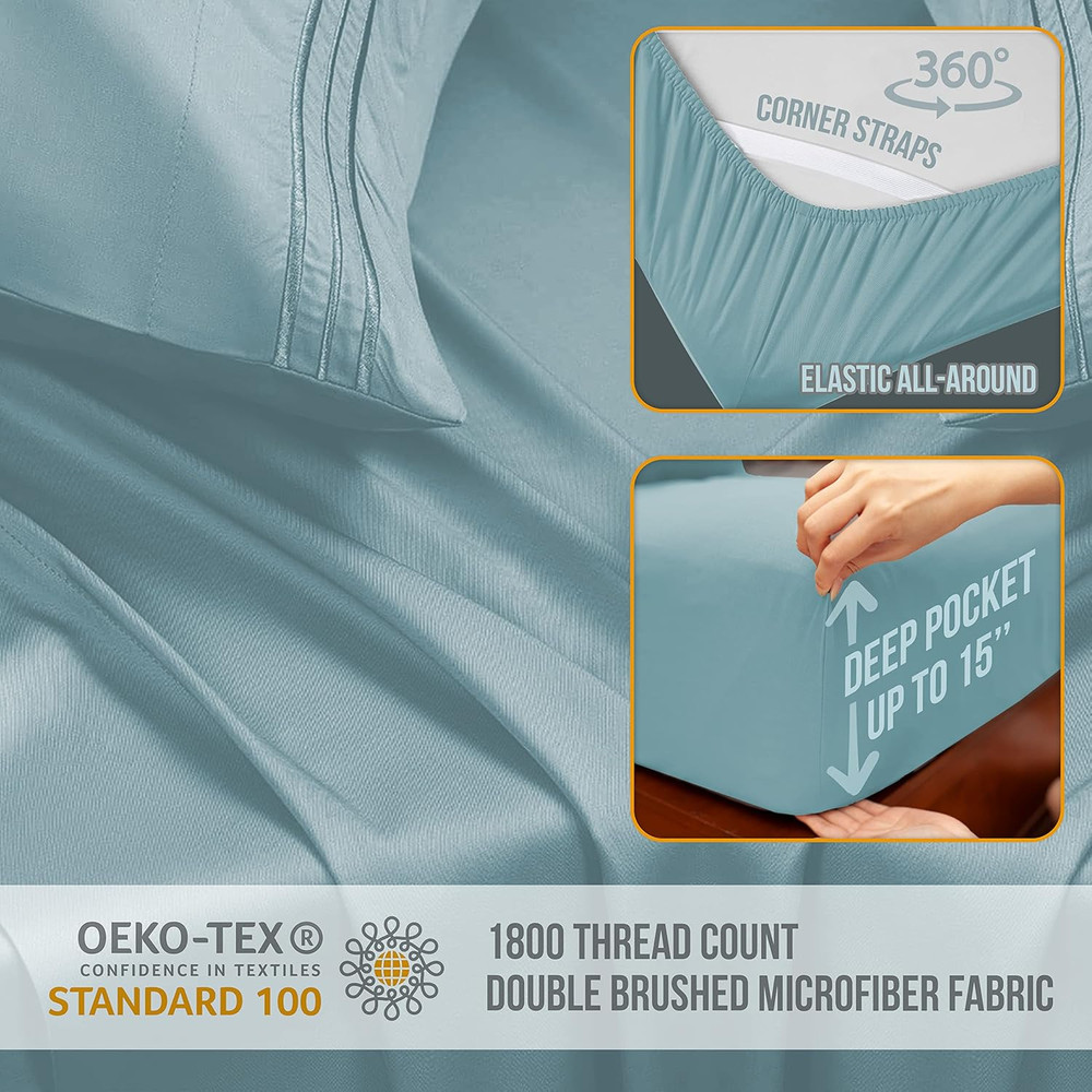 Full Size Bed Sheets Cooling - Luxury Hotel Sheet Set - Soft Sheet with Elastic