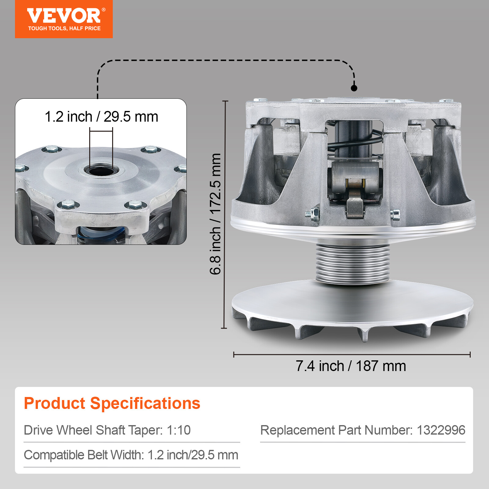 VEVOR Primary Drive Clutch for Polaris RZR 800 10-14 RANGER 800 12-17 #1322996