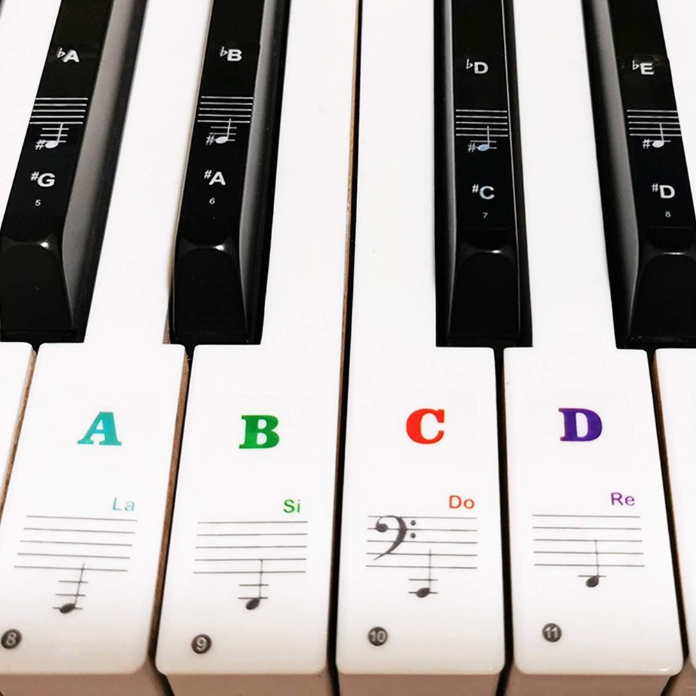 Easily Readable Removable Piano Keyboard Stickers for Beginners - Multicolor Fun