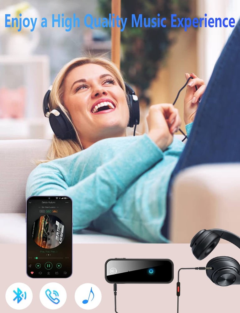 Bluetooth 5.0 Adapter 3.5mm Jack Aux Dongle 2in1 Wireless Transmitter Receiver F