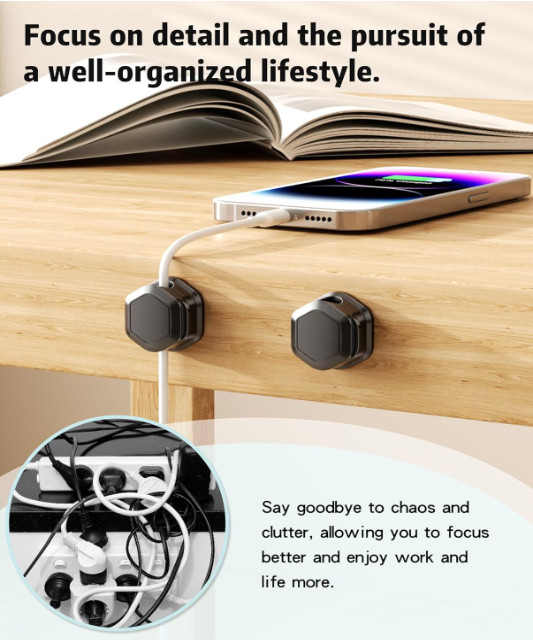 6 Pack Magnetic Cable Clips Adjustable Cord Organizer Adhesive Wire Management