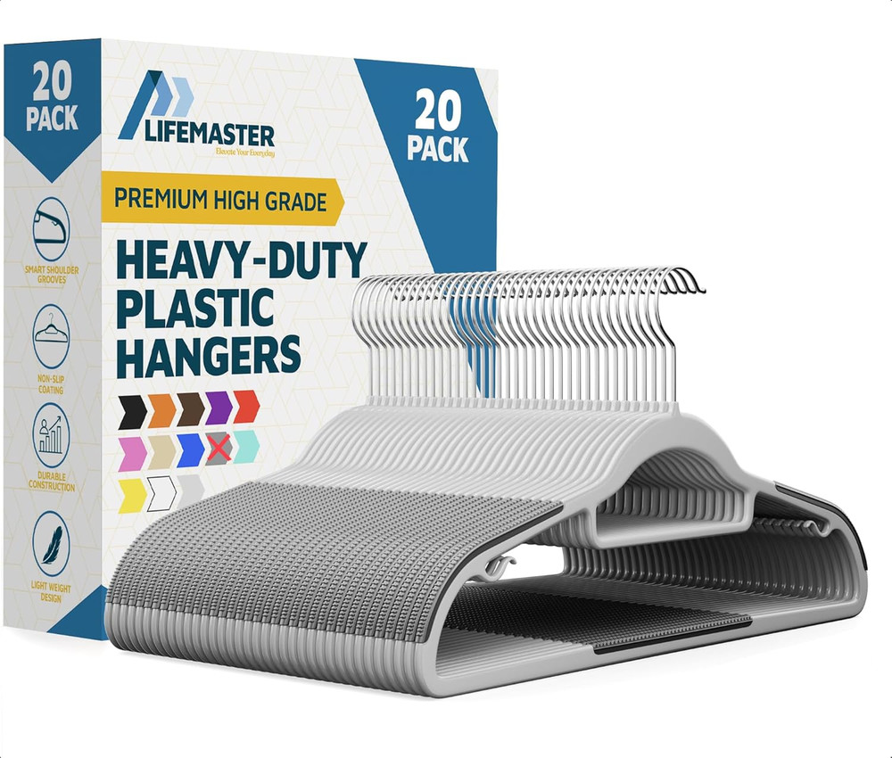 Plastic Clothes Hanger Set - 20 Pieces Versatile, Lightweight, Space-Saving, Non