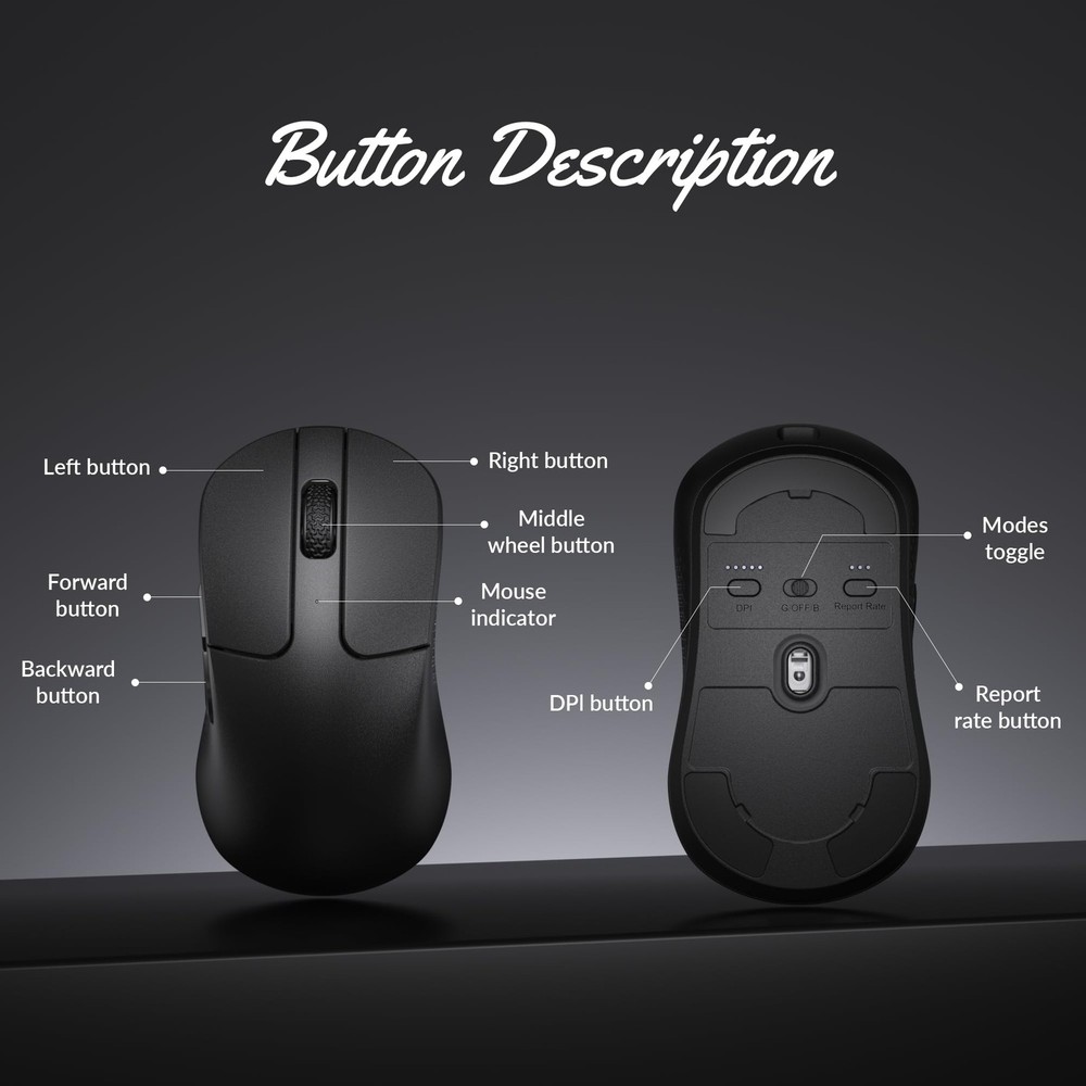M3 Mini Wireless Optical Mouse, Bluetooth 5.2/2.4 GHz/Wired Gaming Mouse, Pro...