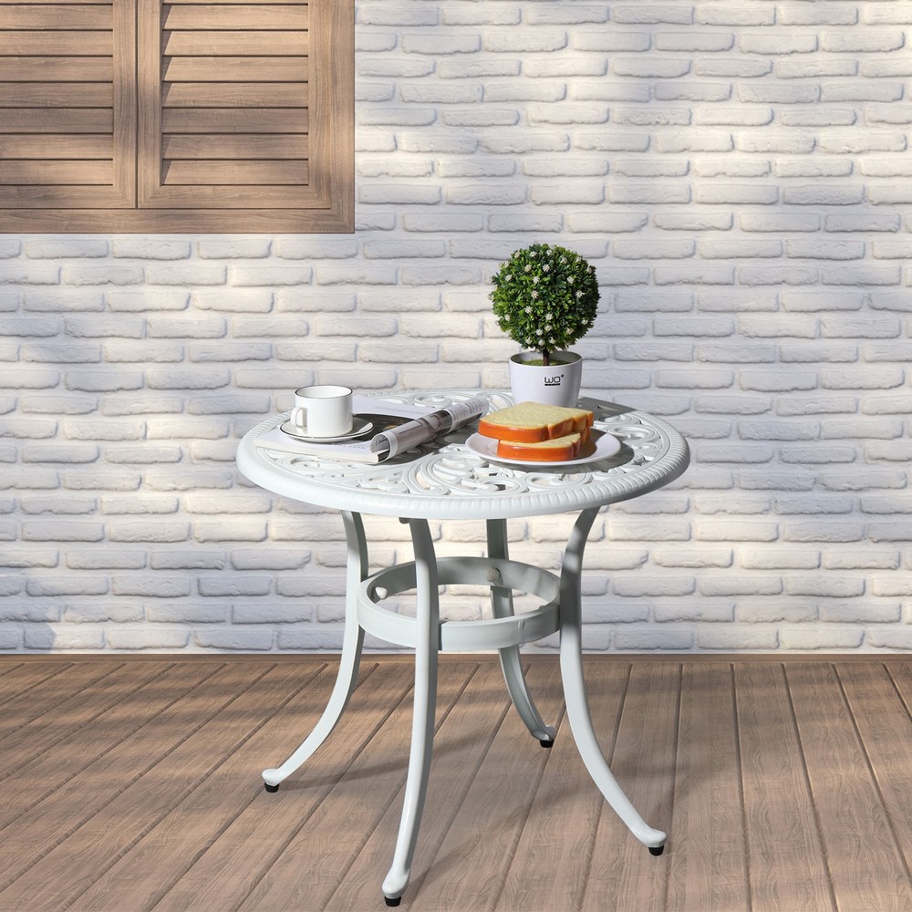 Phoenix Cast Aluminum Round Table, Patio End Table Side Table