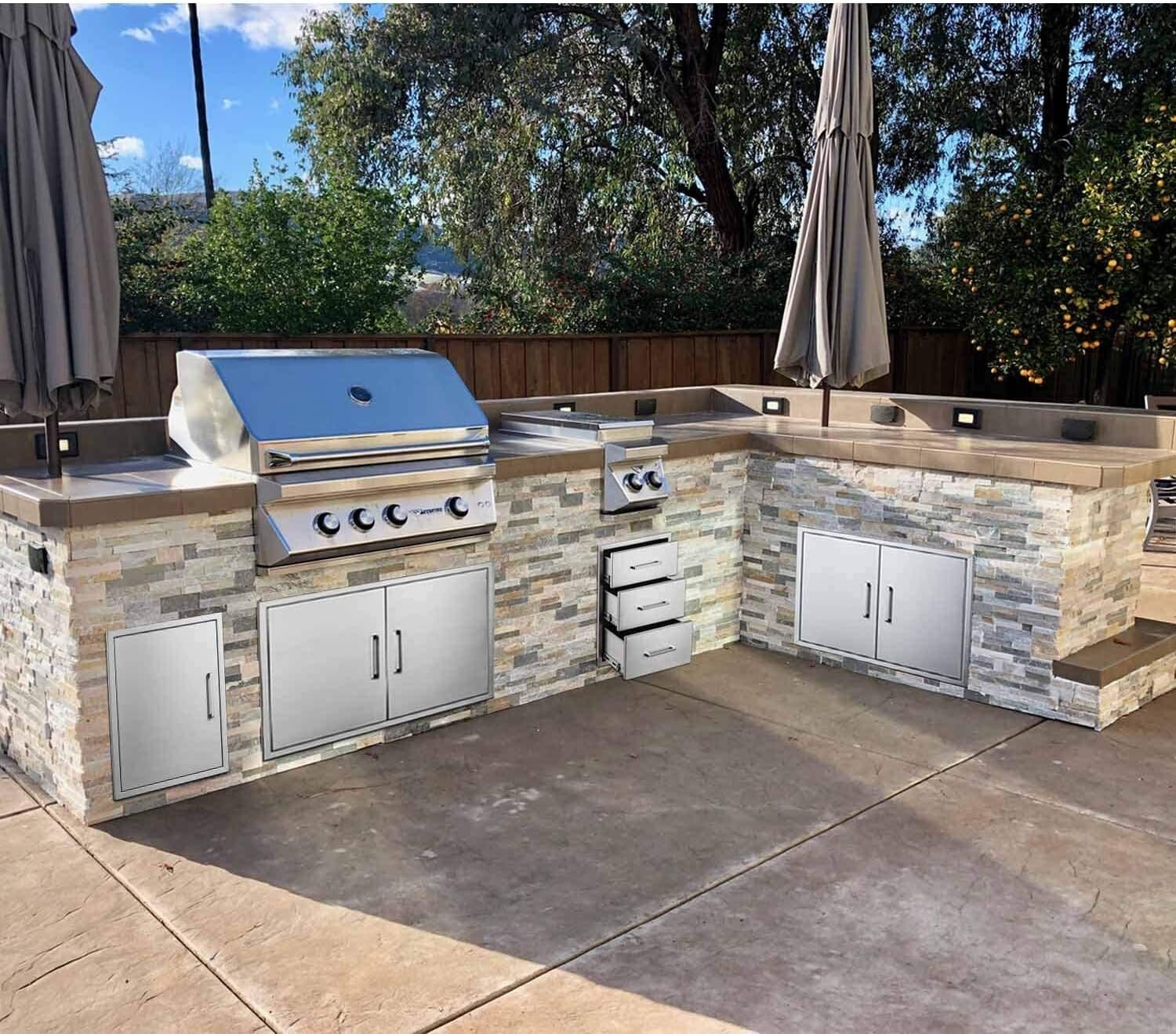 30 W x 21" H-Outdoor Kitchen Doors Stainless Steel BBQ Double Access Door