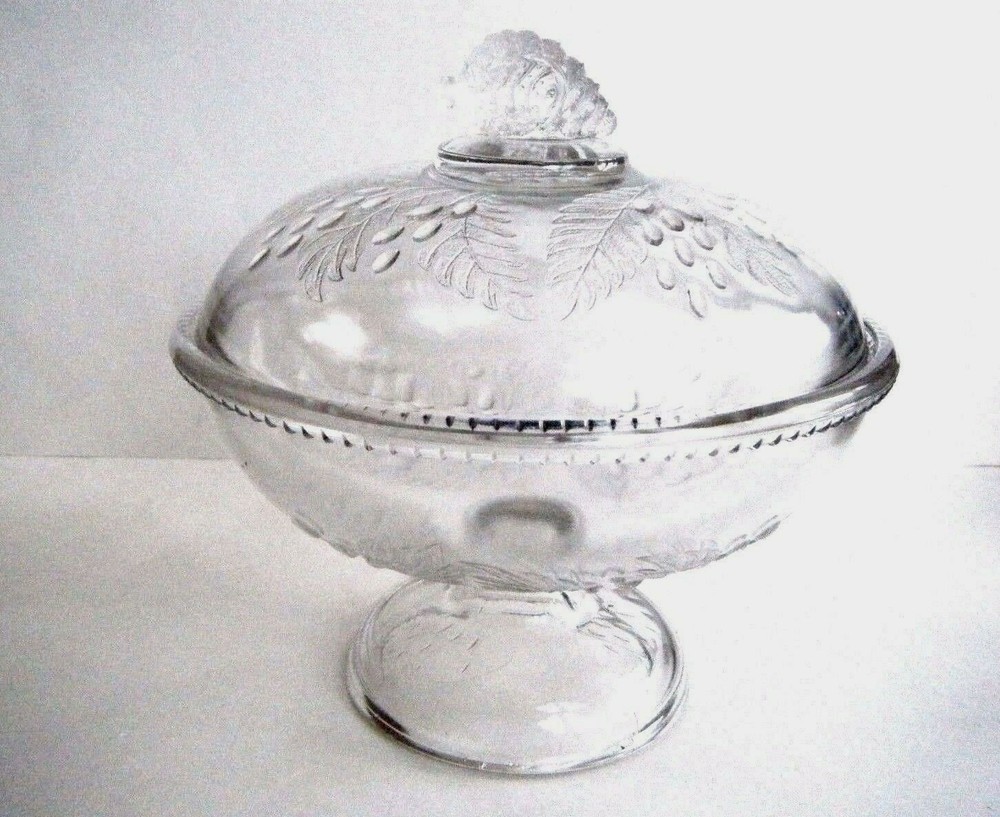 Barberry Pattern Glass 8" Covered Compote EAPG 1860's 1880's