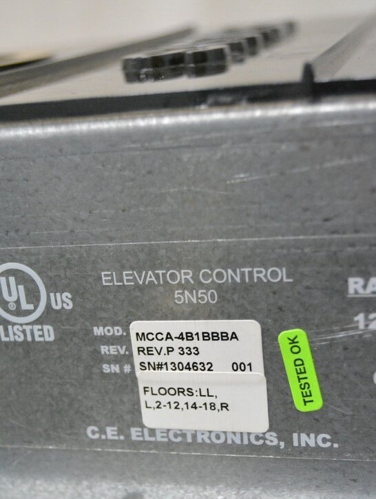 CE 5N50 MCCA-4B1BBBA Elevator Control SEE NOTES
