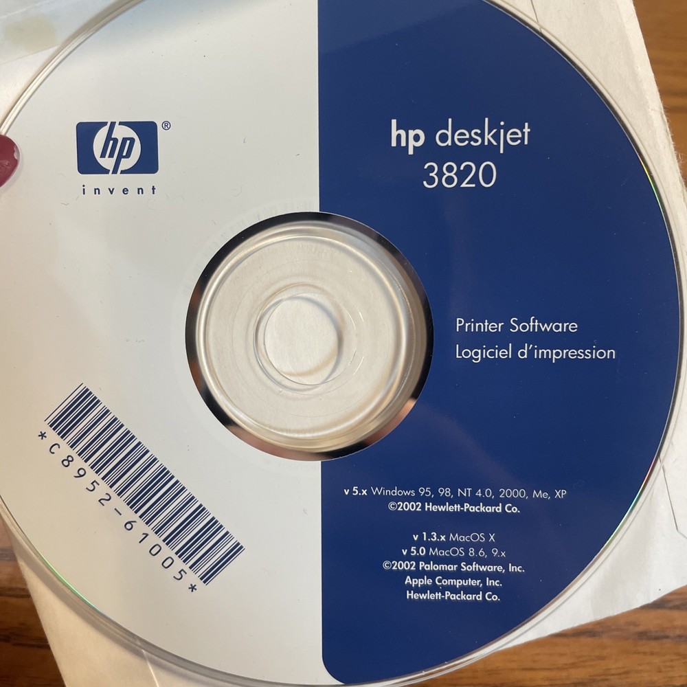 HP DeskJet 3820 Printer Software Driver CD-ROM Disc