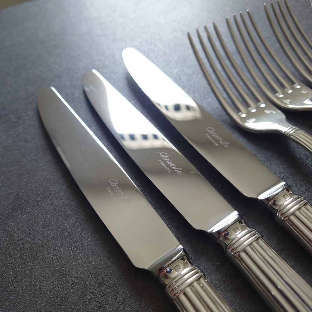 Christofle Aria 9pcs Silverplate Flatware Table Knife Fork Spoon Excellent