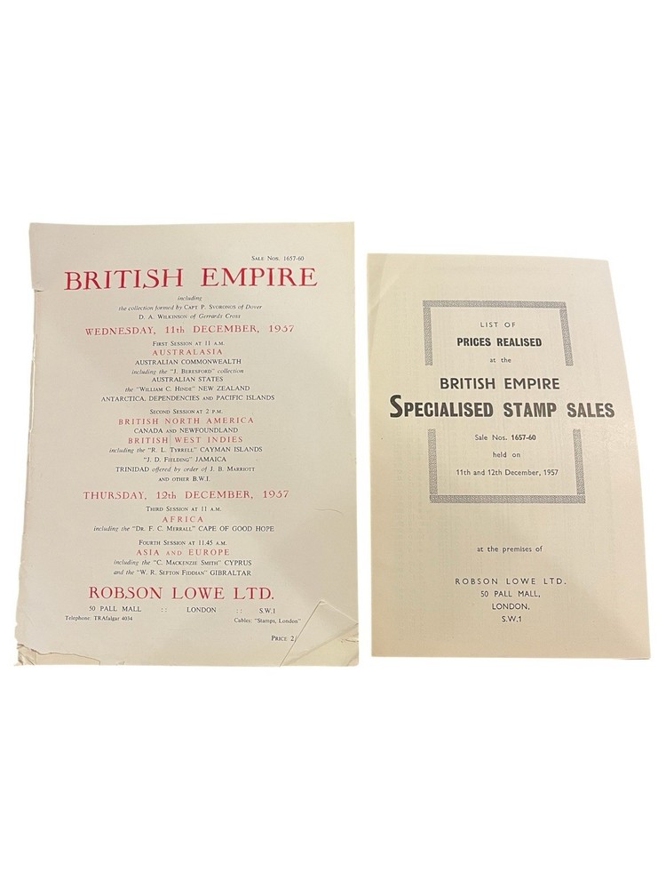1957 Robson Lowe British Empire Stamp Auction Catalogue + Prices Realised