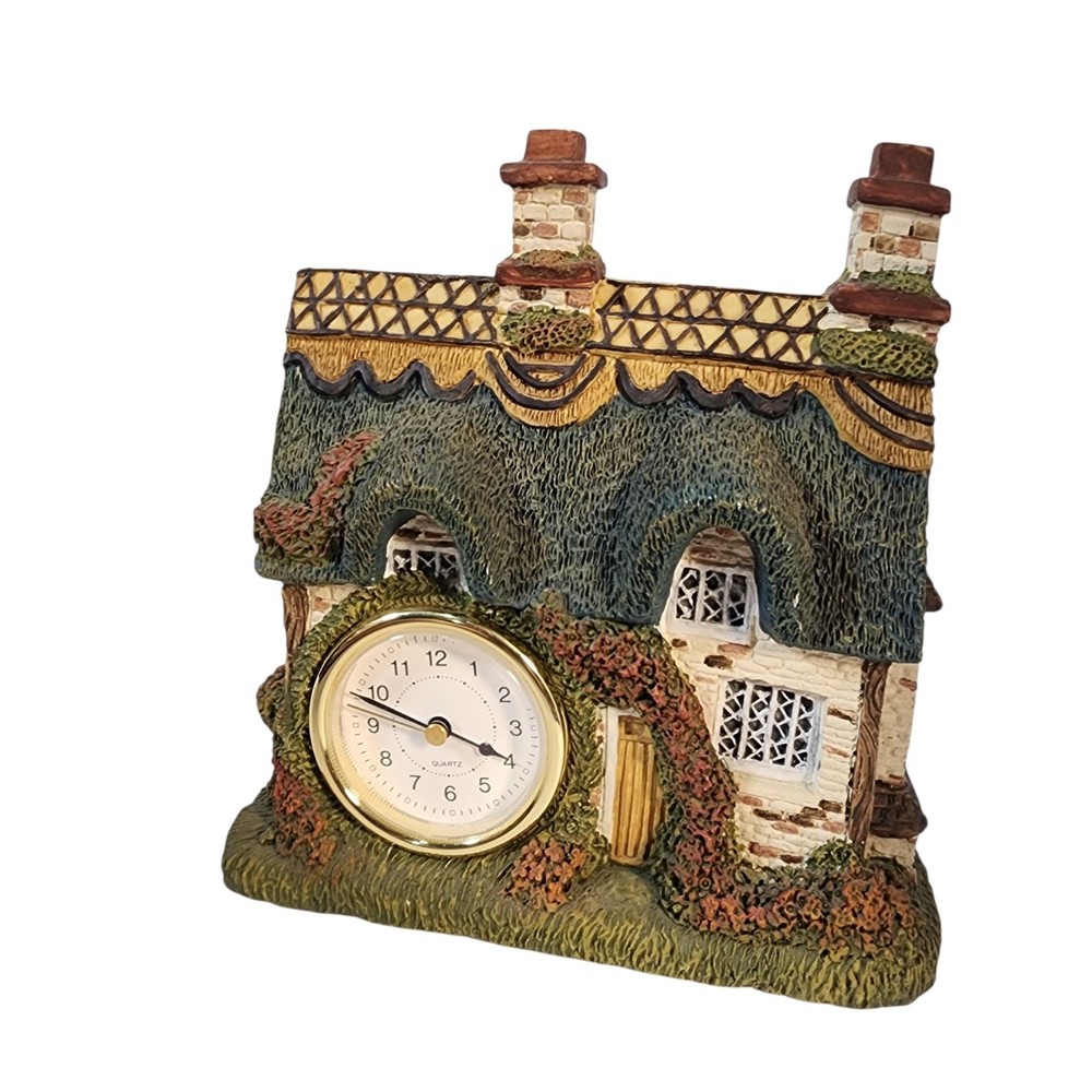 Charming Cottage House Quartz Clock Decorative Tabletop Accent