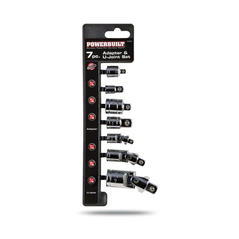 Powerbuilt 7 Piece Universal Joint and Socket Adaptor Set, U-Joint and Socket...