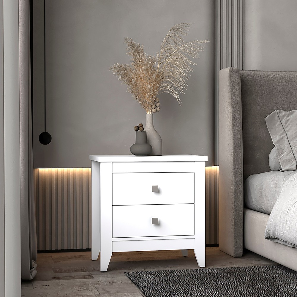 Windsor 2-Drawer Nightstand White