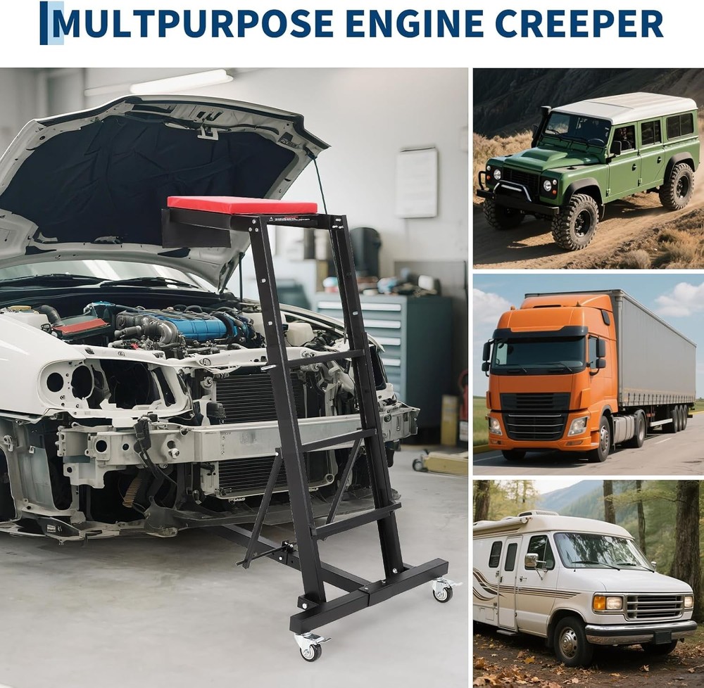 Automotive Topside Creeper 400LBS Adjustable Height Movable with 4 Wheels