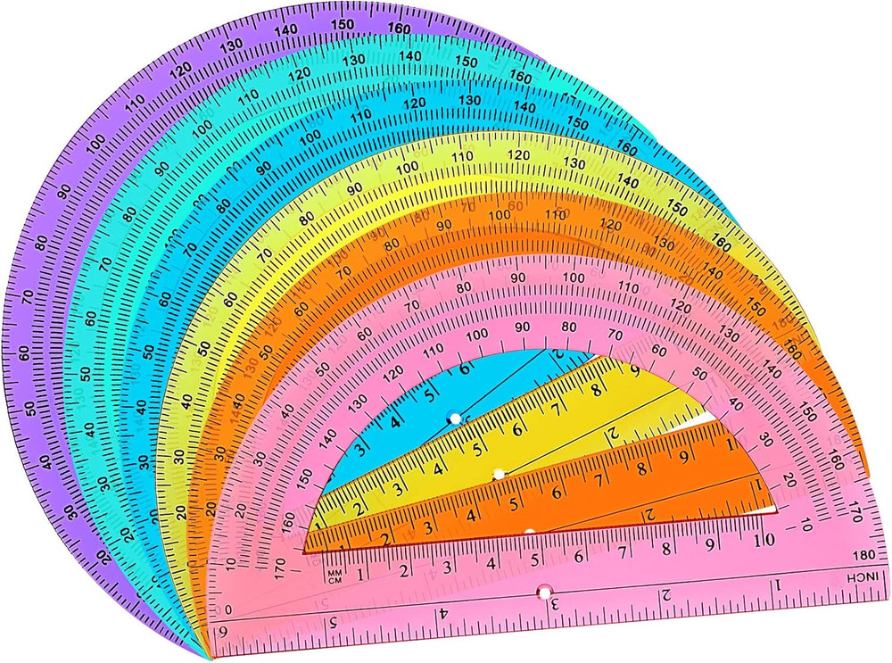 6 Pieces Protractors Bulk Plastic 180 Degrees 6 Inch Translucent Protractors for
