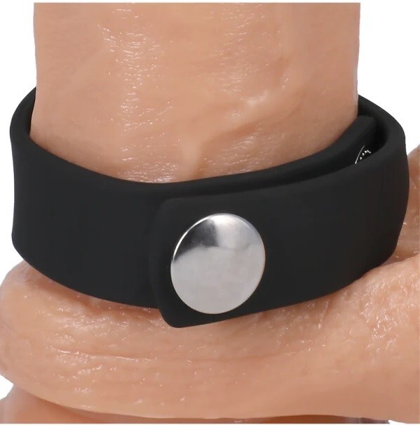 Doc Johnson Adjustable Rock Solid Silicone 3 Snap Black, New