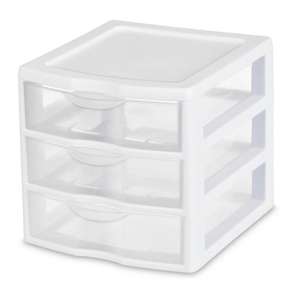 Sterilite Small 3 Drawer Desktop Unit, Plastic, White