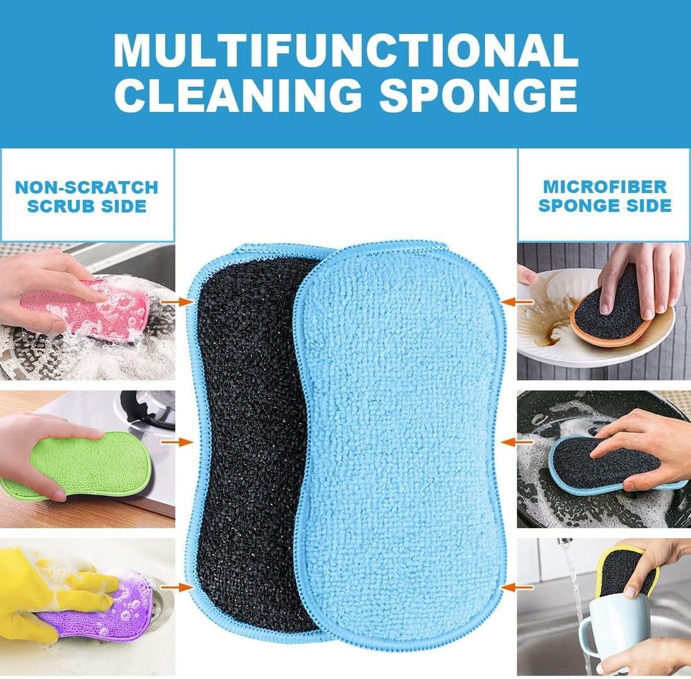 HOMEXCEL 12 Pack Multi-Purpose Scrub Sponges Kitchen, Dish Sponge, Non-Scratch M