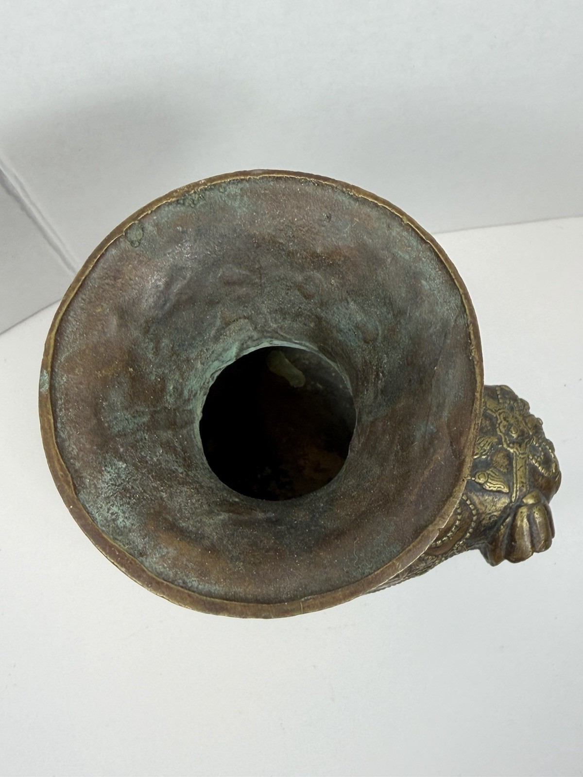 Vintage Chinese Bronze Elephant Censer Incense Burner Vase 7.5” Tall Heavy