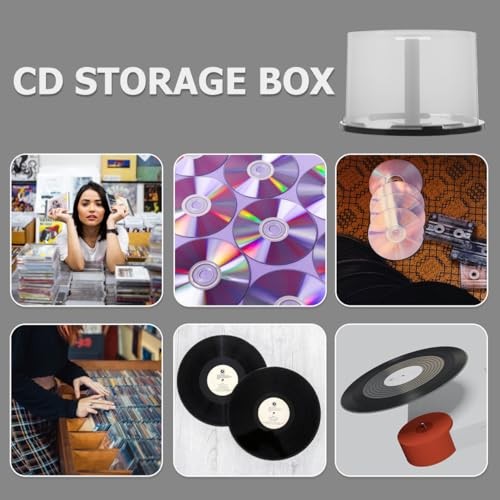 CD/DVD Cake Box Spindle, 2Pack Empty DVD Storage Bucket Clear CD Holder CD