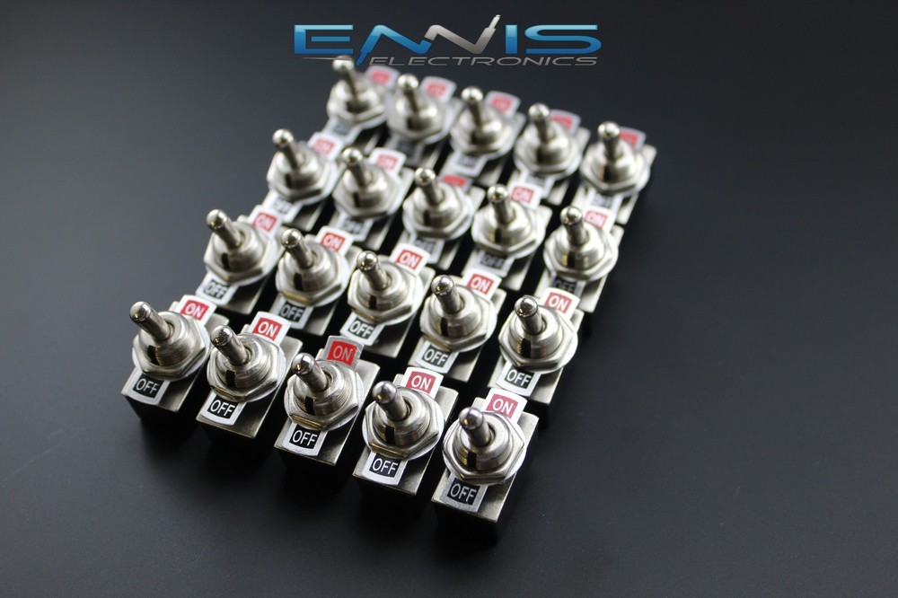 20PCS TOGGLE SWITCH SPST ON-OFF METAL TOGGLE 2 AMP 250V 4 AMP 125V 2 PIN EC-1503