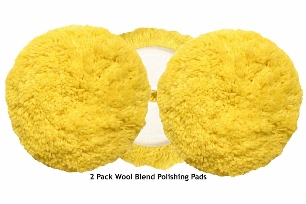 7-1/2” Wool Blend Hook & Loop Polishing Pad Medium Cutting & Polishing - 2 Pack