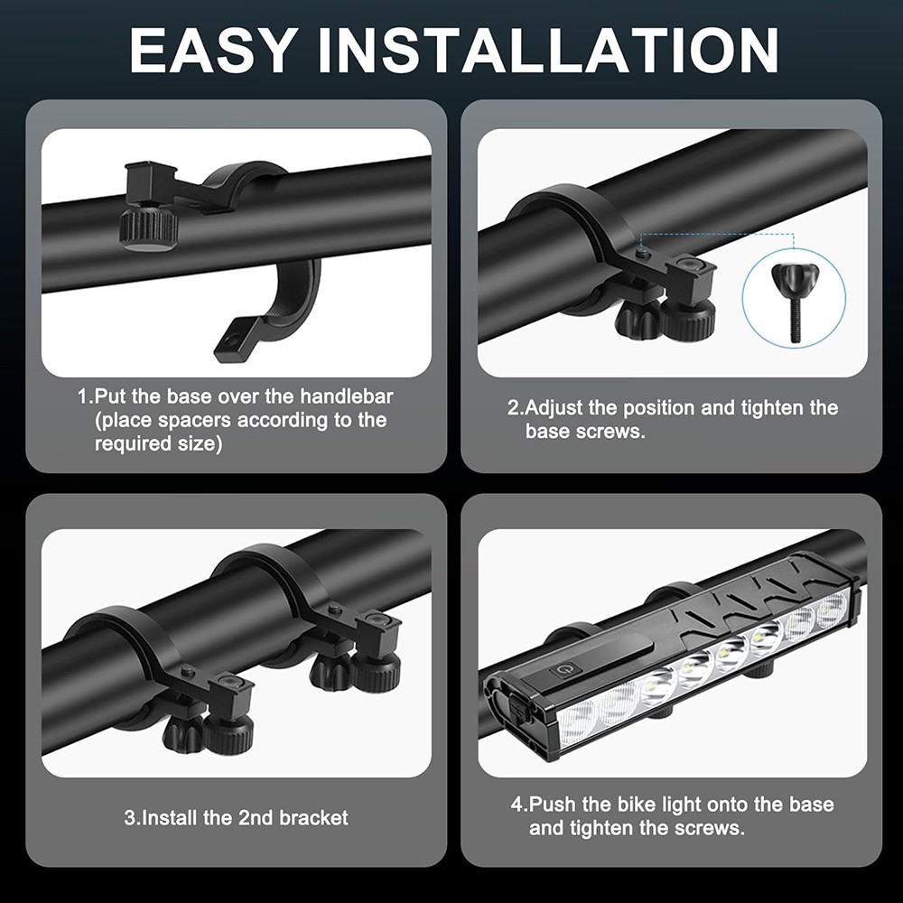 Powerful 4500LM LED Bike Light Bar 10000mAh Rechargeable Bicycle Front Headlight