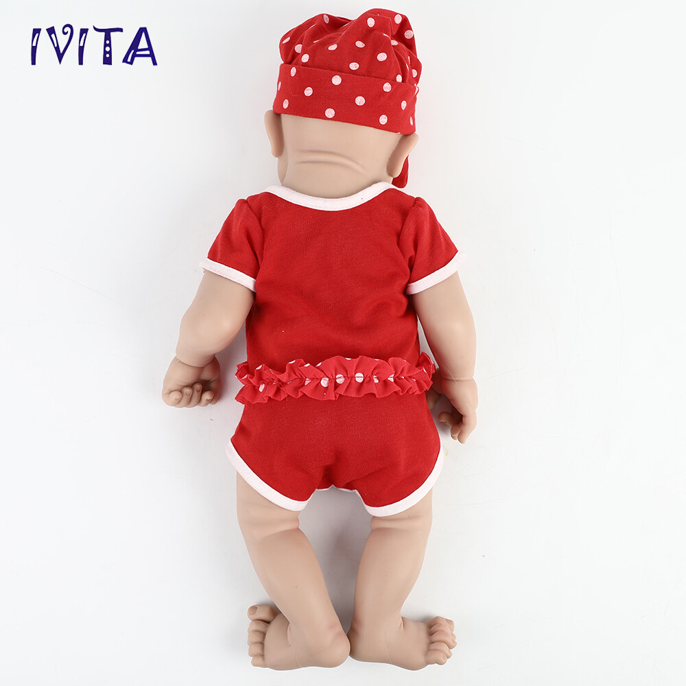 IVITA 18'' Soft Silicone Reborn Baby Girl Newborn Silicone Doll Mouth Open