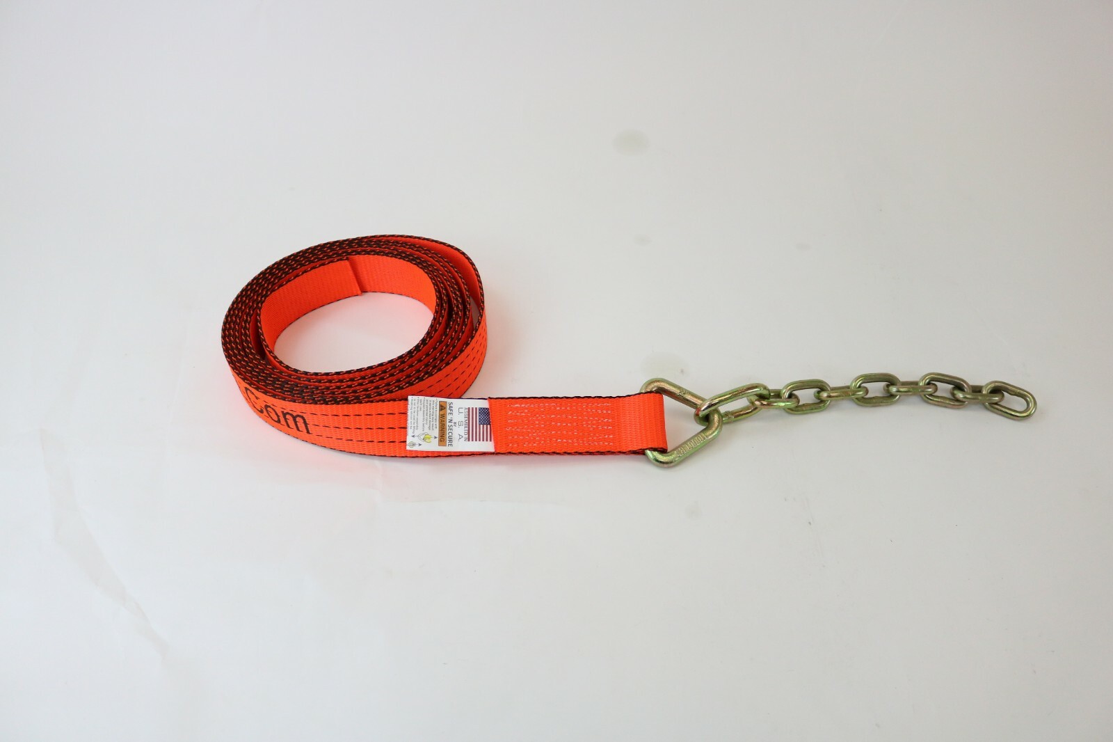 8 pt Kit 18' Orange TECNIC Webbing Rollback / Flatbed Car TieDown w/ Chain Tails