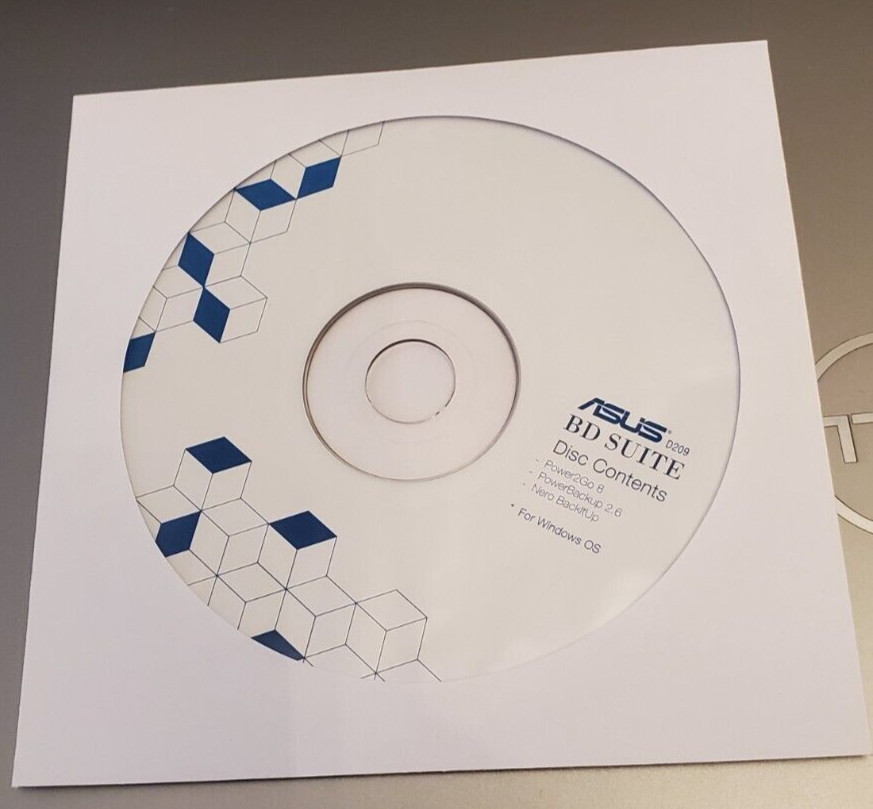 Asus CD/DVD/BlueRay Disk Suite Software DVD (includes Power2Go 8 and BackitUp)
