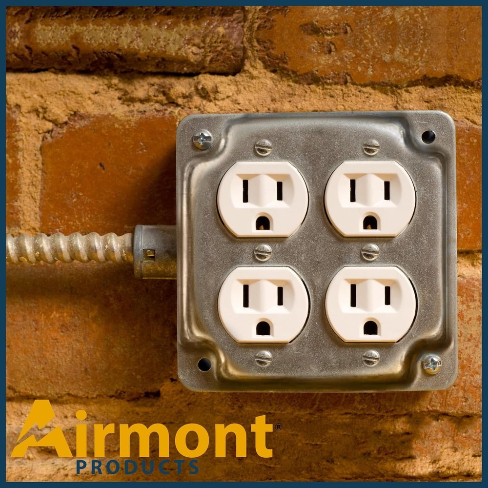 Outlet Box Kit, Includes 4x4'' Drawn Metal Duplex Receptacle Silver