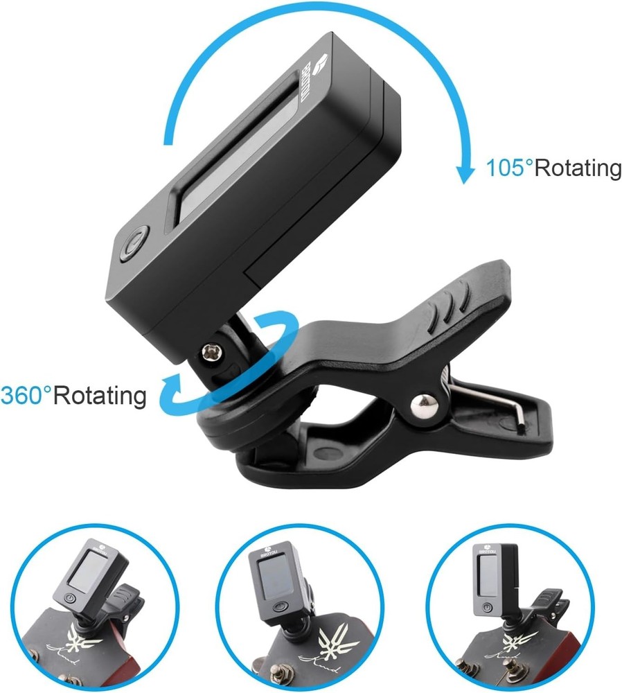 Lightweight Digital Guitar Tuner & Capo for All String Instruments - Easy to Use