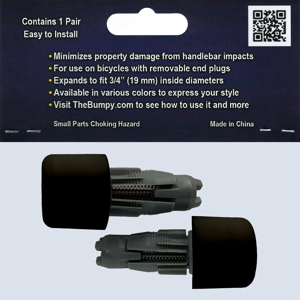 BUMPY END PLUG Bike Handlebar Soft Safe Secure Best Fit Grip Cap Black Pair