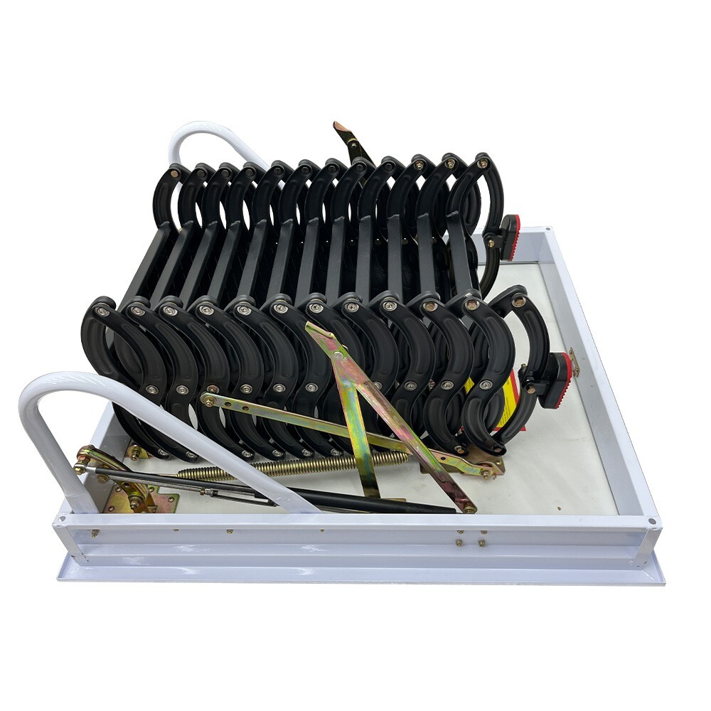 Black Loft Extension Ladder, Carbon Steel Pull Down Retractable Ceiling Access S